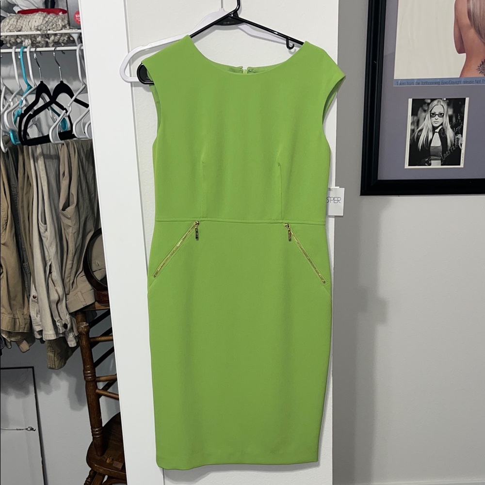 Kasper Lime Green Midi Dress